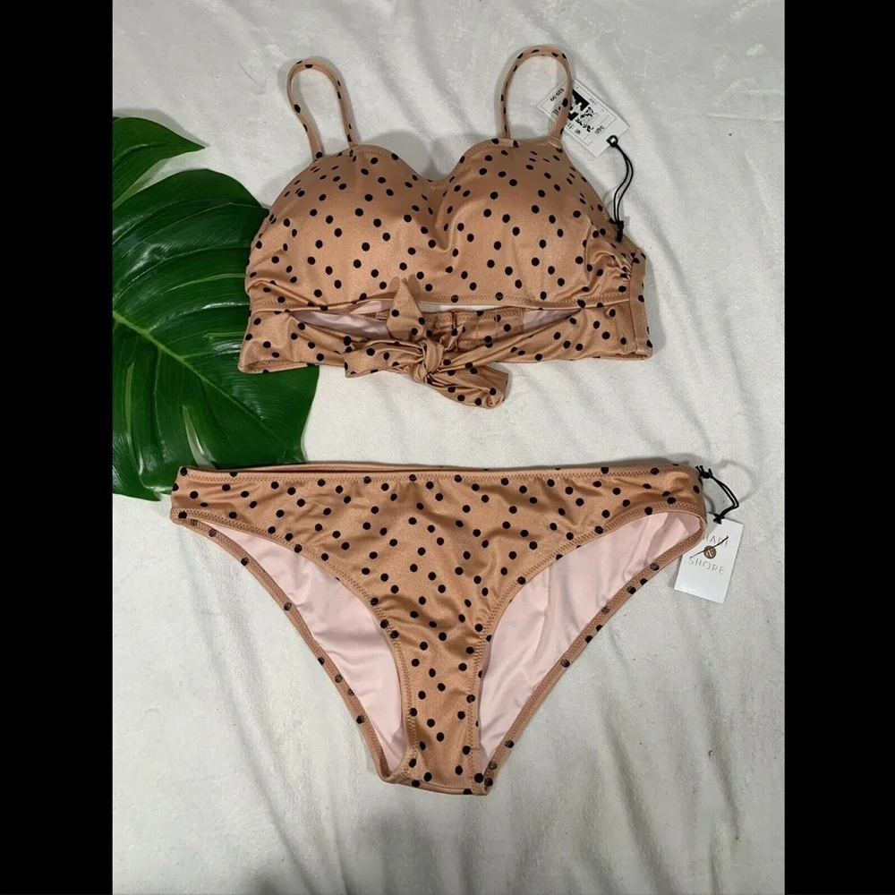 NWT Shade‎ & Shore Polka Dot Wrap Bikini Top [ 34B ] + Cheeky Bottoms [ Medium ]